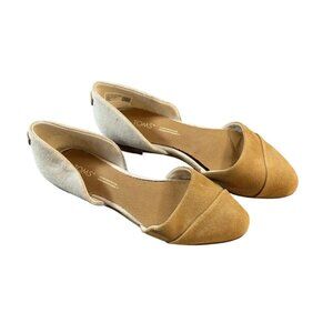 Toms Beige Suede & Canvas Womens Flats Size 6.5 Jutti D'Orsay Slip-On Shoes